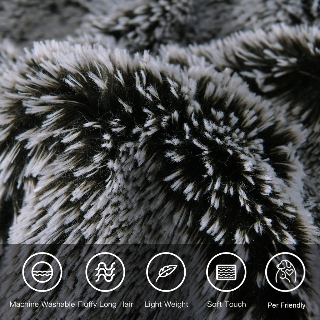 Jolof Store Faux Fur Throw Blanket – Luxury Shaggy Grey, 152x203cm