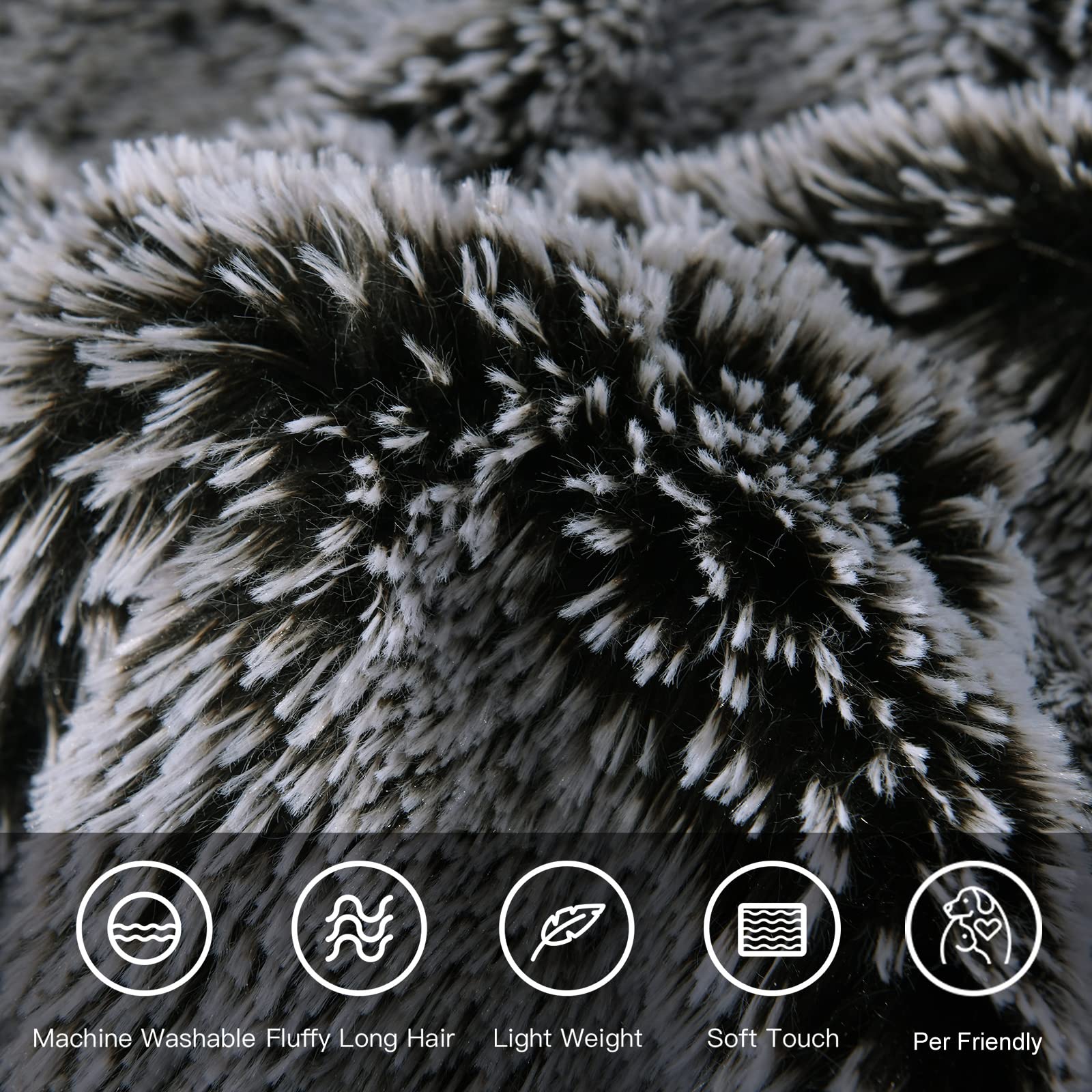 Jolof Store Faux Fur Throw Blanket – Luxury Shaggy Grey, 152x203cm