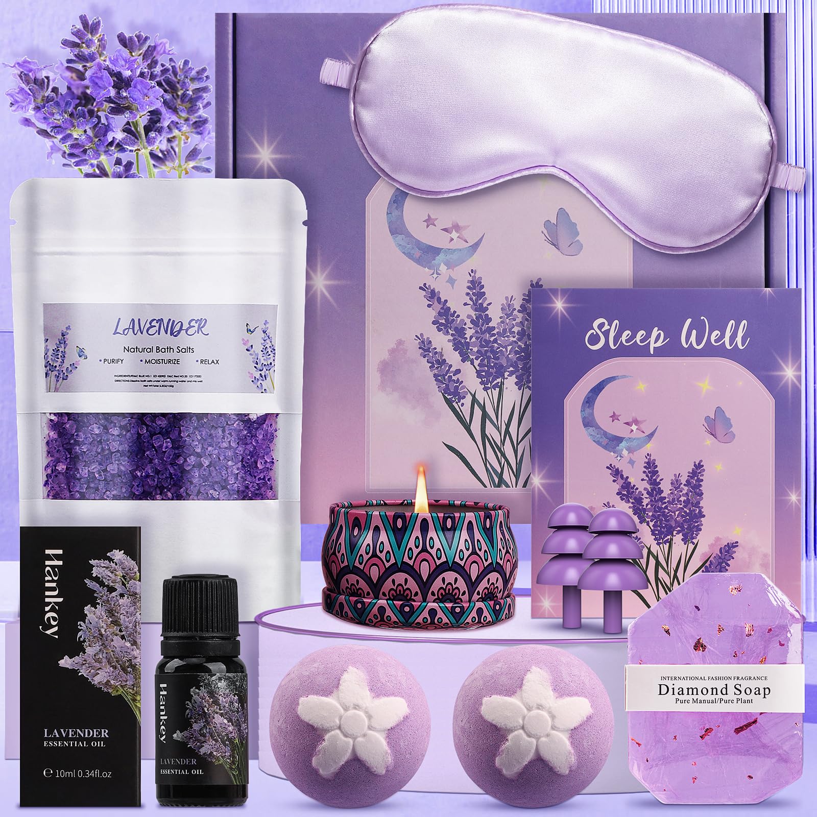 Jolof Store Lavender Pamper Gift Set – 8-Piece Bath & Sleep Spa Hamper