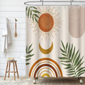 Jolof Store Boho Shower Curtain | Mid Century Abstract Pink Waterproof Fabric