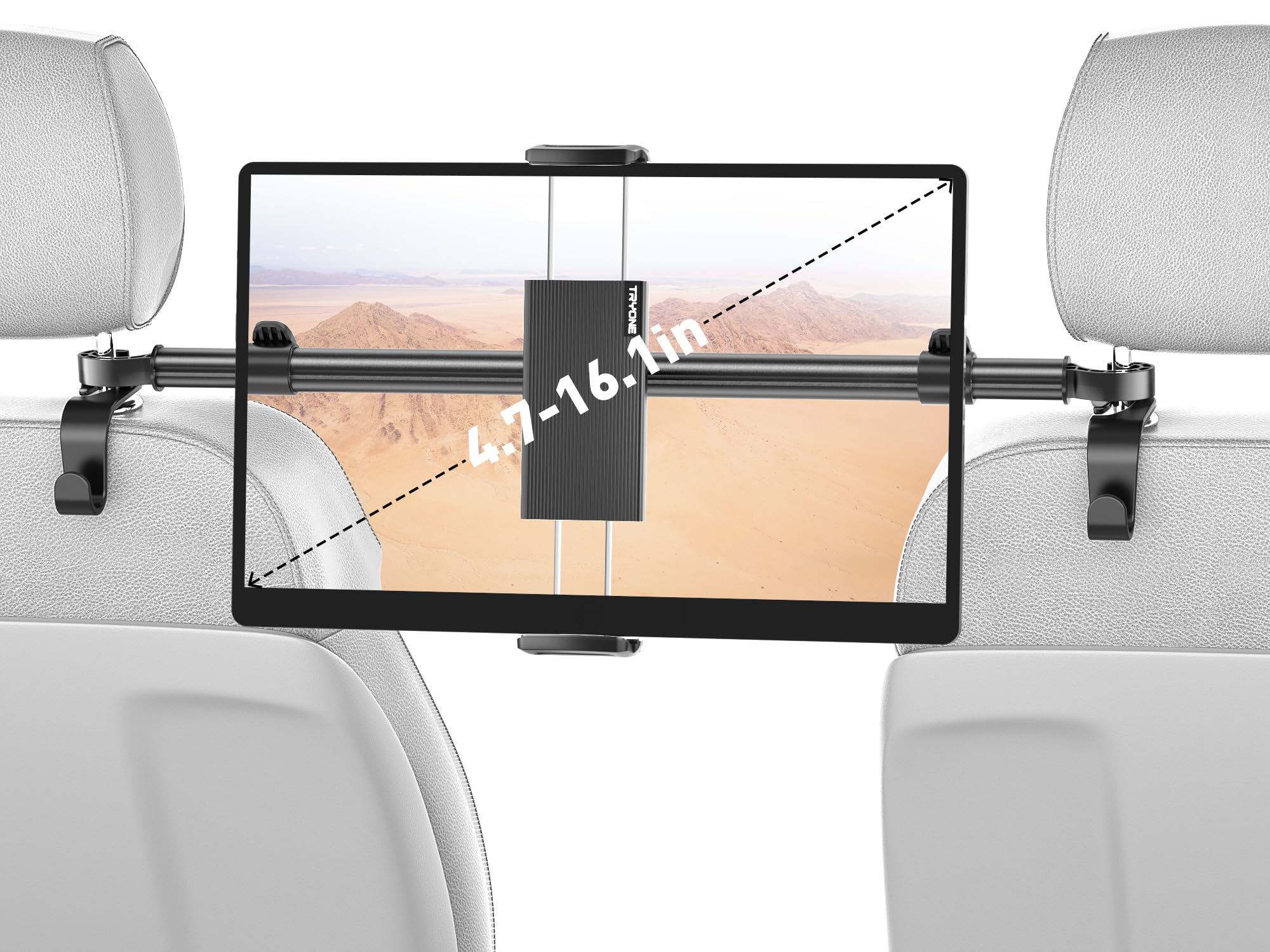 TRYONE Car Headrest Tablet Mount for iPad, Galaxy Tab & 4.7-16.1" Devices