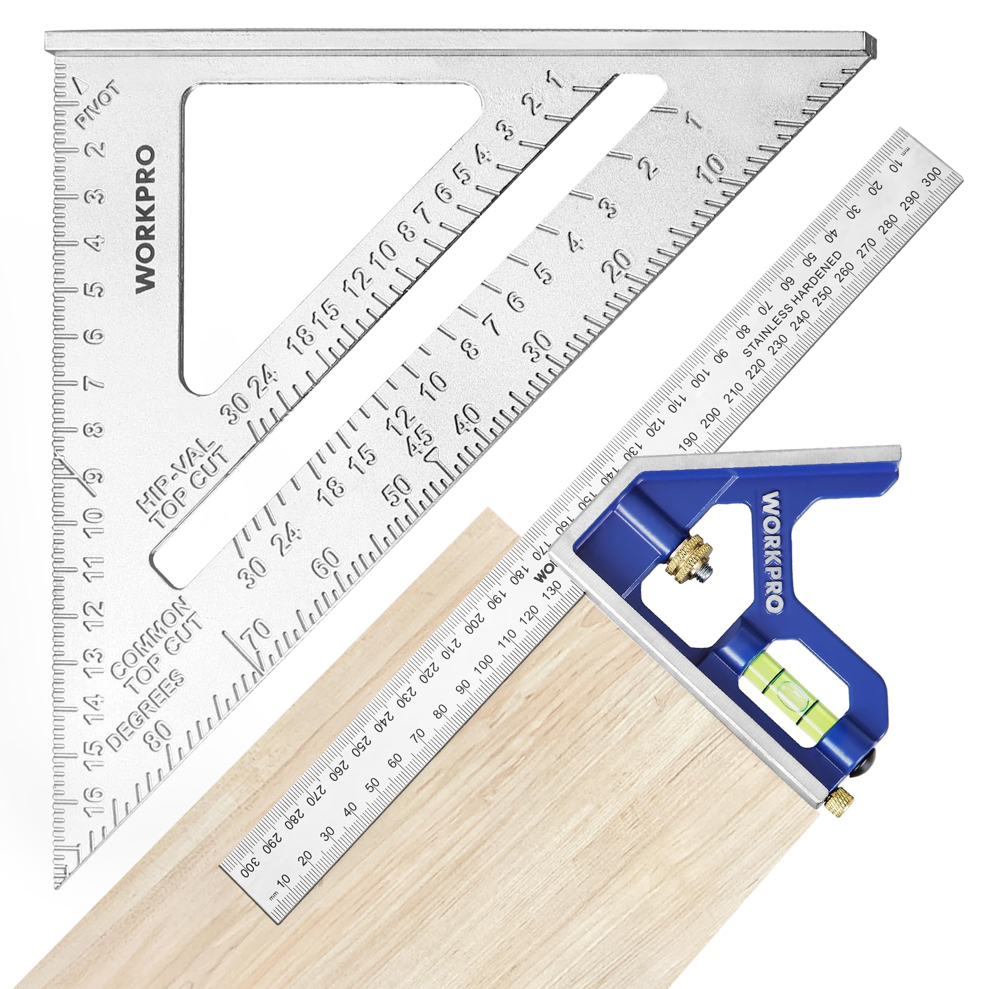 WORKPRO Speed and Combination Square Set – Aluminum & Stainless Steel