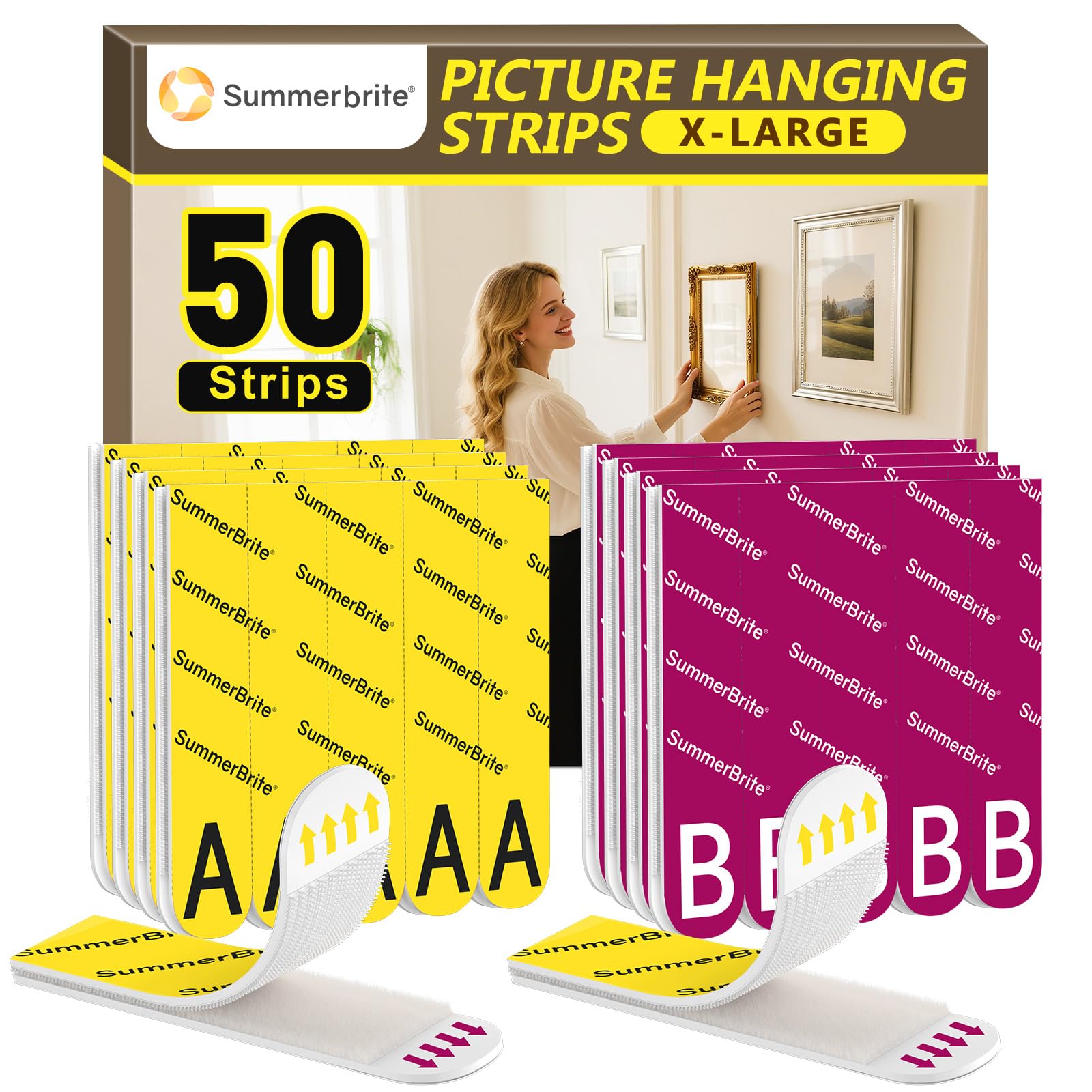Summerbrite Heavy Duty Picture Hanging Strips | Damage Free XL, 25 Pairs