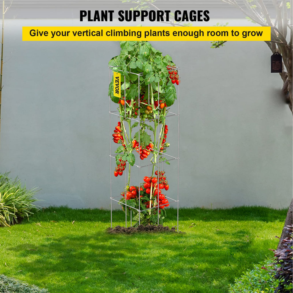VEVOR Square Tomato Cages | 5-Pack PVC-Coated Steel Plant Support Towers