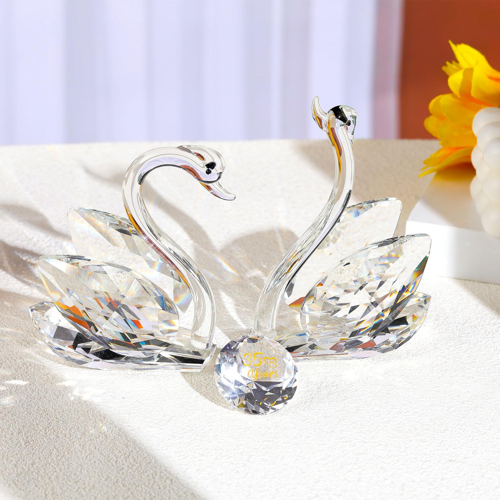 Crystal Swan Figurine | 35th Wedding Anniversary Glass Gift