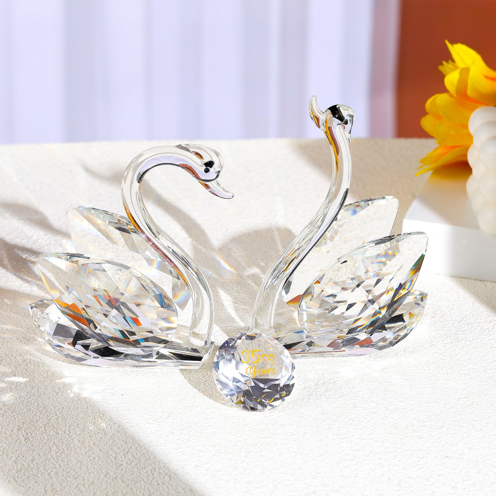 Crystal Swan Figurine | 35th Wedding Anniversary Glass Gift