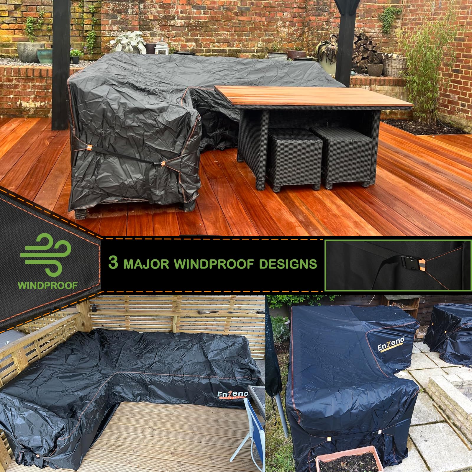 Enzeno L-Shape Garden Furniture Cover – 420D Heavy Duty Waterproof Oxford
