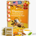 Turmeric Ginger Cinnamon Herbal Tea - 200 Natural Tea Bags