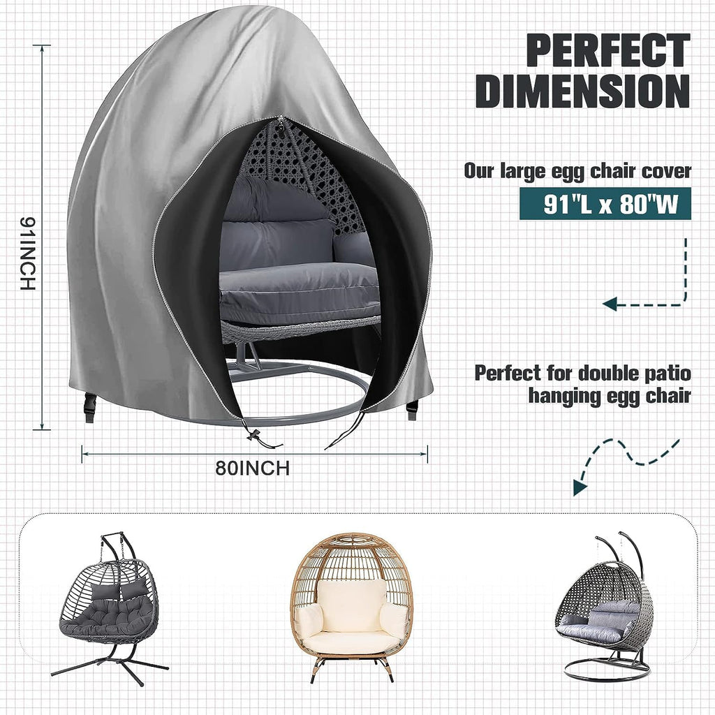 Double Egg Chair Cover | 420D Waterproof Oxford – Grey