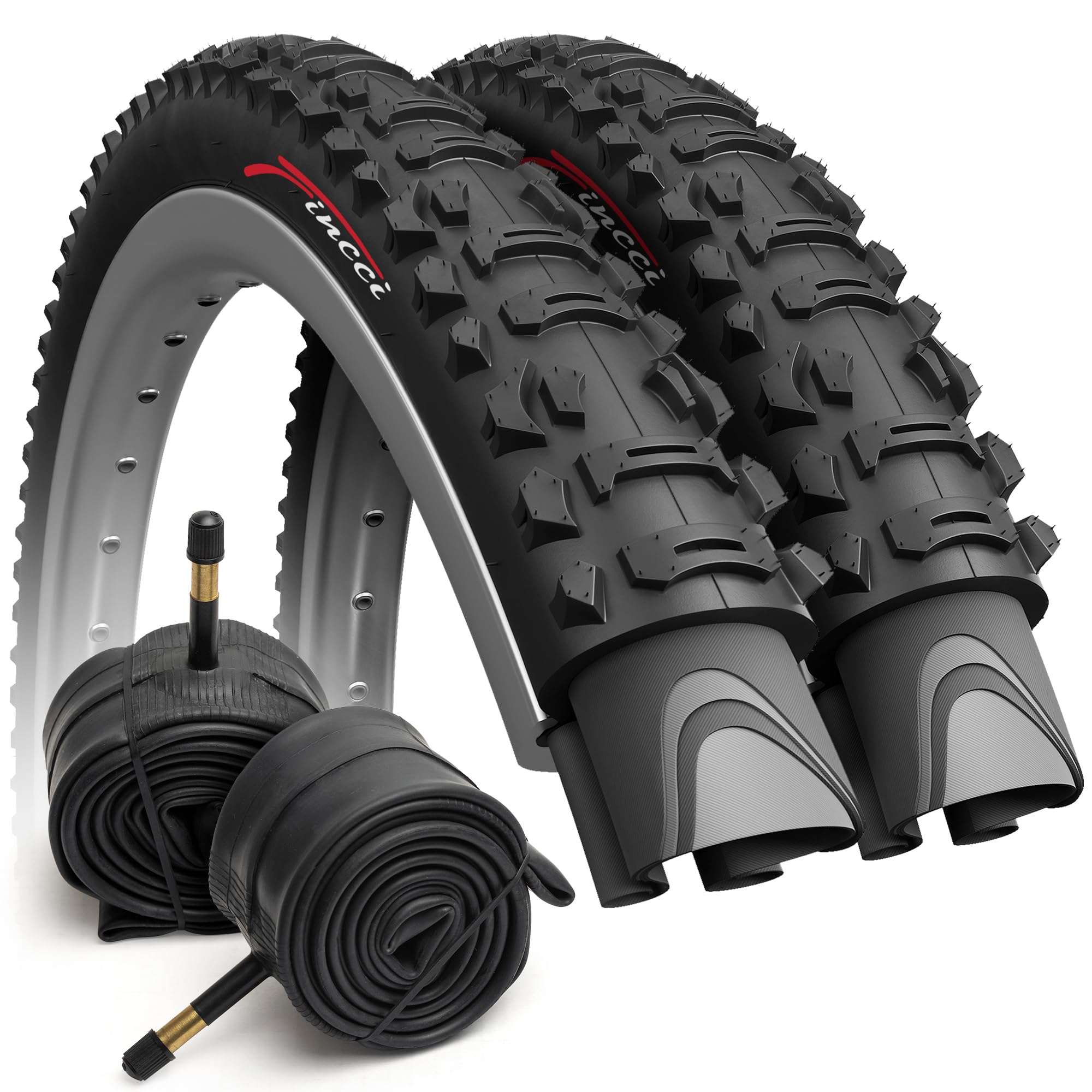 Fincci 26 x 1.95 MTB Bike Tyres | Foldable 60 TPI with Inner Tubes (Pair)