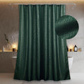 Popkozzi Dark Green Glitter Shower Curtain | Metallic Emerald Fabric