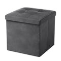 Oak & Tea Storage Ottoman, Foldable Storage Bench, Small Footrest, Cube Storage Unit, 1 Storage Boxes with Lid, Footstool