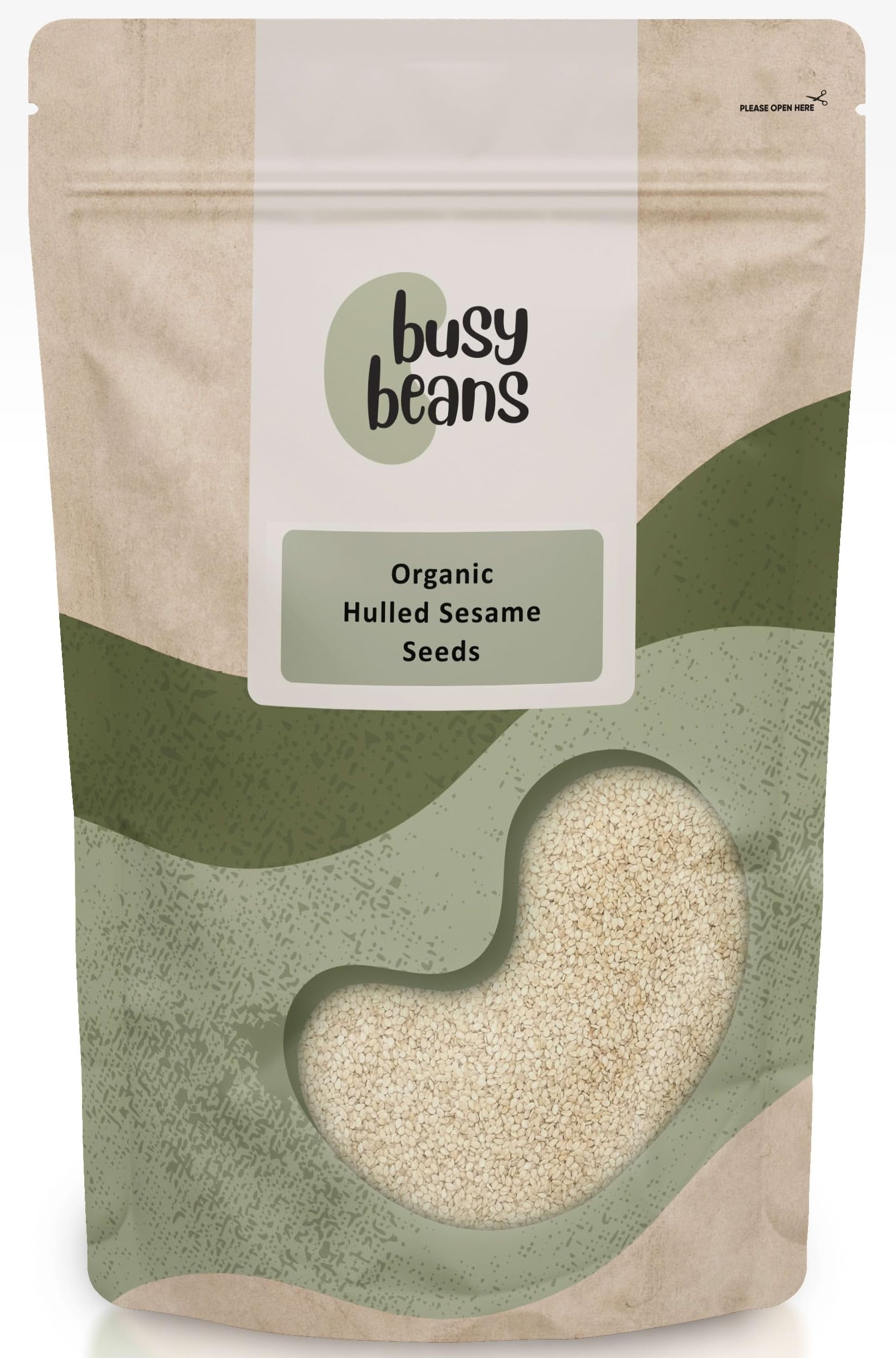 Busy Beans Organic Hulled Sesame Seeds – Soil Association Certified (1kg)