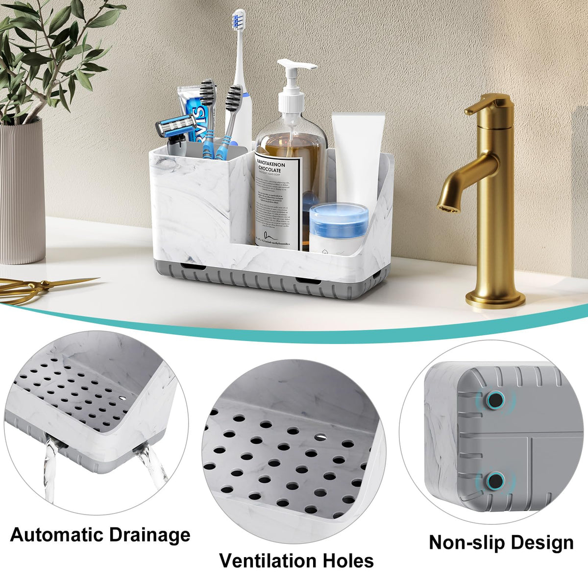 PARKMANI Toothbrush Holders for Bathroom Countertop, Kids Electric Toothbrush and Toothpaste Holder, Bathroom Accessories Vanity Organizer - image 4