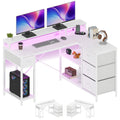YITAHOME L Shaped Computer Desk with Drawers Power Outlet 140cm White - image 1