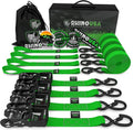 Rhino USA Ratchet Straps 4-Pack – 800kg Heavy Duty Tie Downs, Green