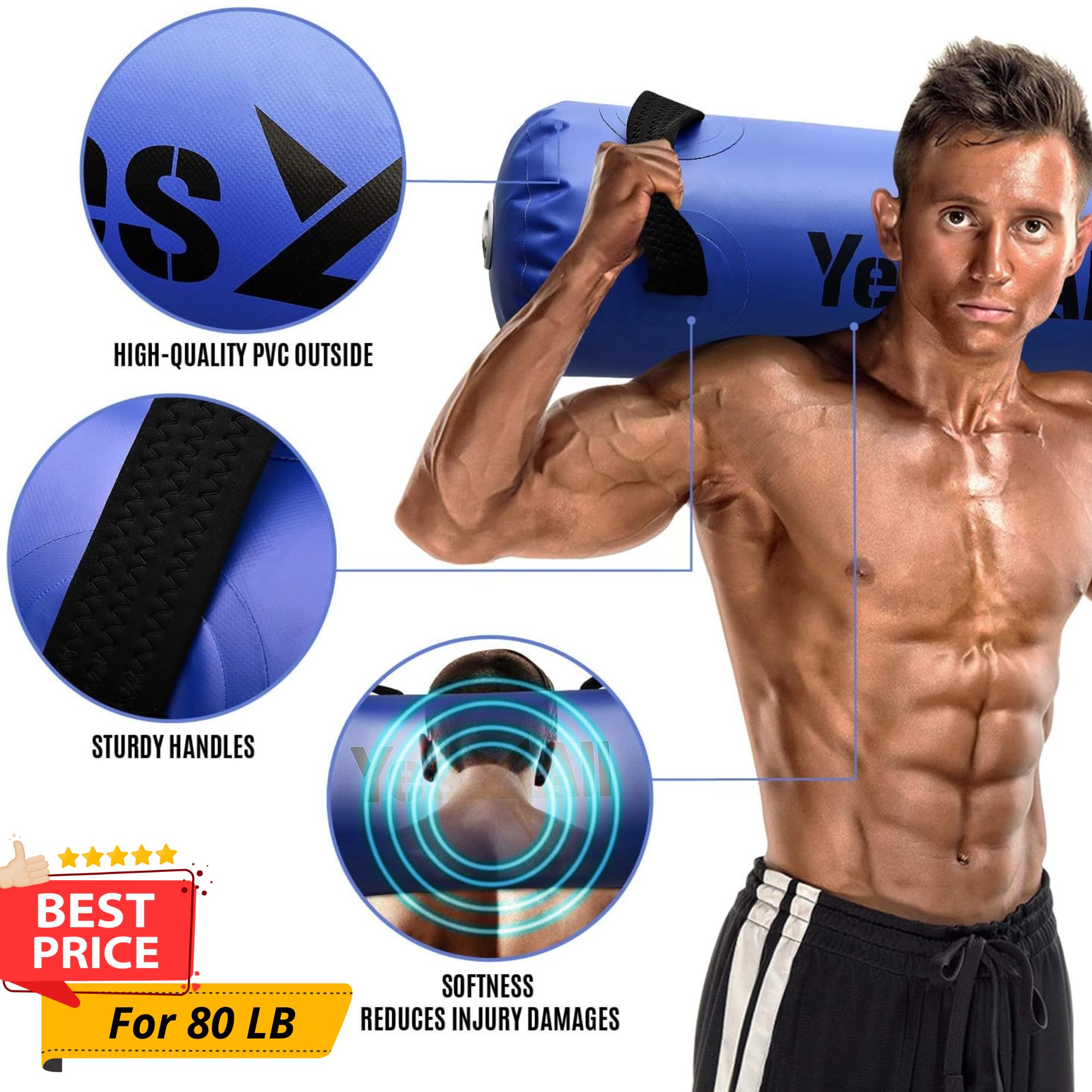 Yes4All Aqua Bag Water Weights for Core Stability Training - 80lbs