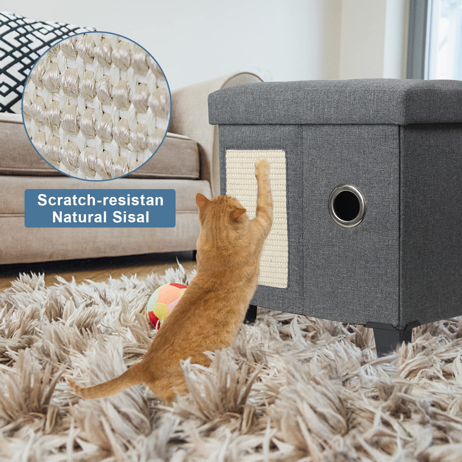 BRIAN & DANY Collapsible Cat Cave - Cube Cat House with Scratch Board