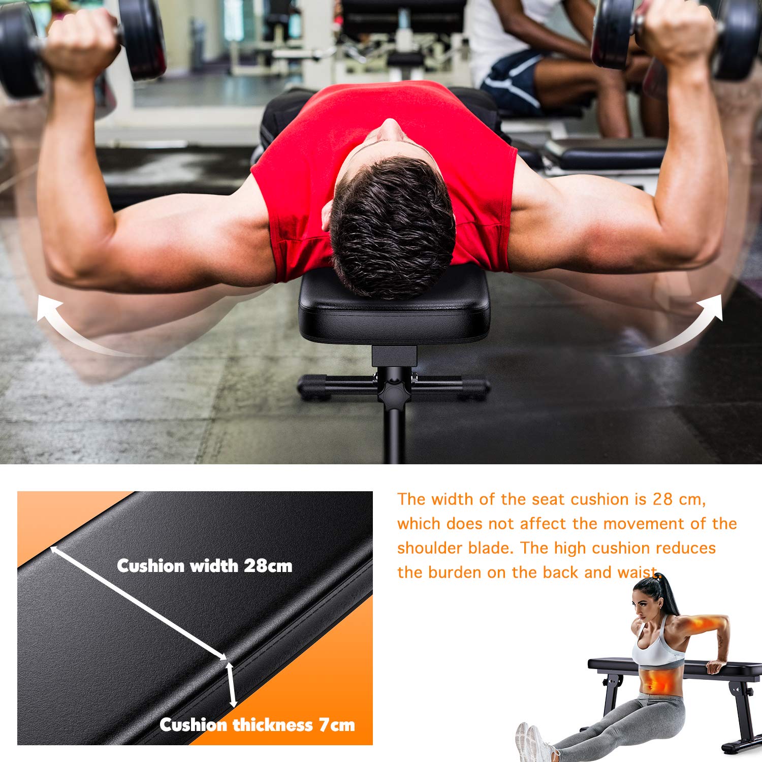 WINNOW Folding Weight Bench – Portable Flat Home Workout Fitness Bench