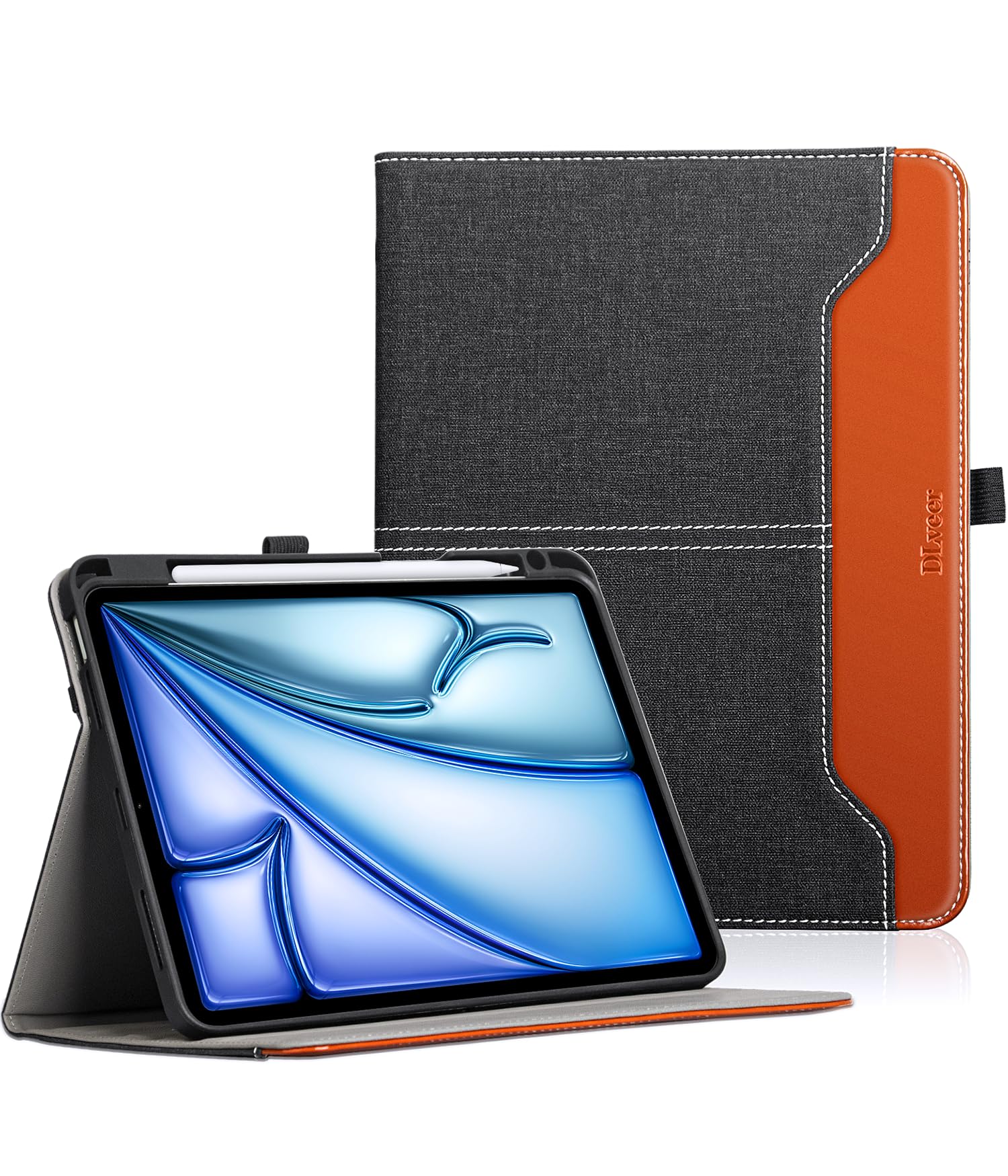 Dlveer iPad Air 11/10.9 Case - Leather Folio with Pencil Holder