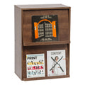 Iris Ohyama Wood Bookcase – 2 Flip Door Magazine Storage Shelf, Brown