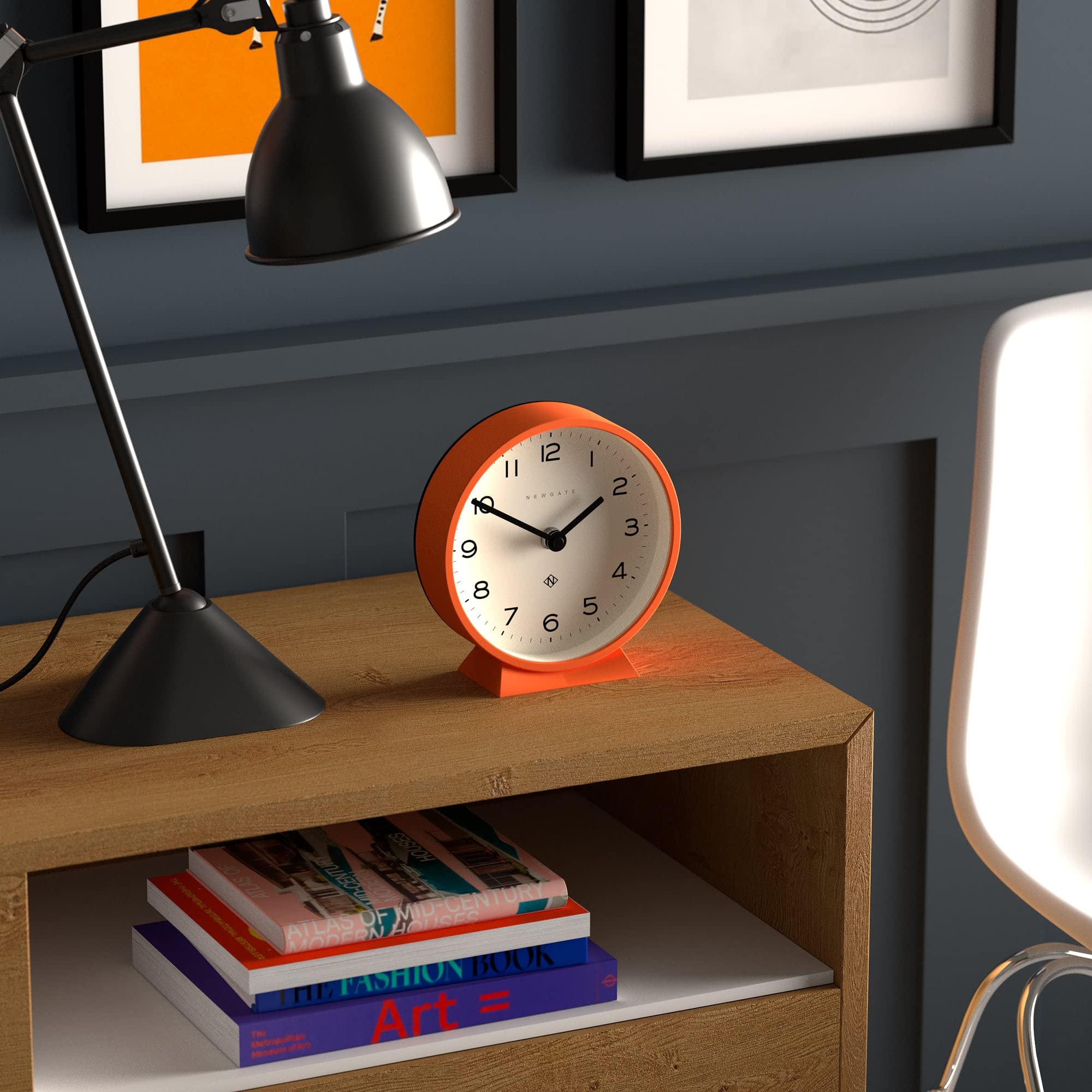 Newgate M Mantel Clock – Silent Sweep Minimalist Desk Clock, Orange