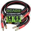GearIT 14 AWG Speaker Cable with Banana Plugs | 99.9% OFC - 6.6ft (2 Pack)