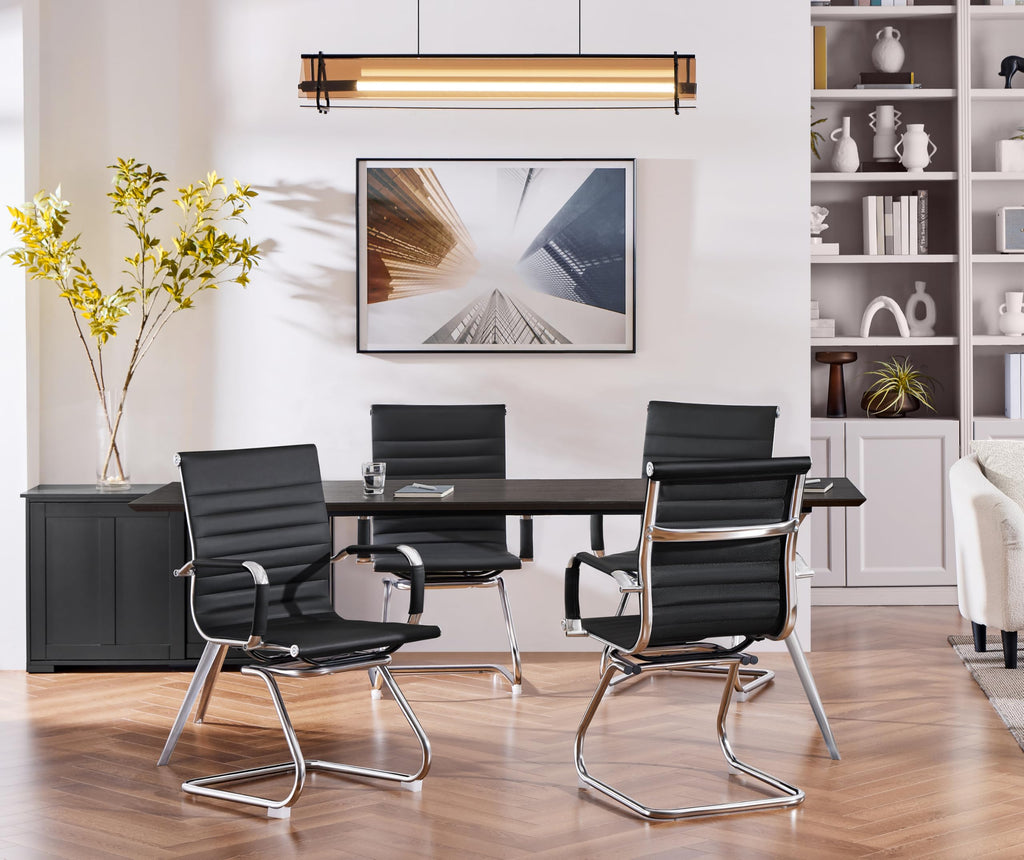 Yaheetech Faux Leather Dining Chair Ergonomic Office Chair, Black - image 2