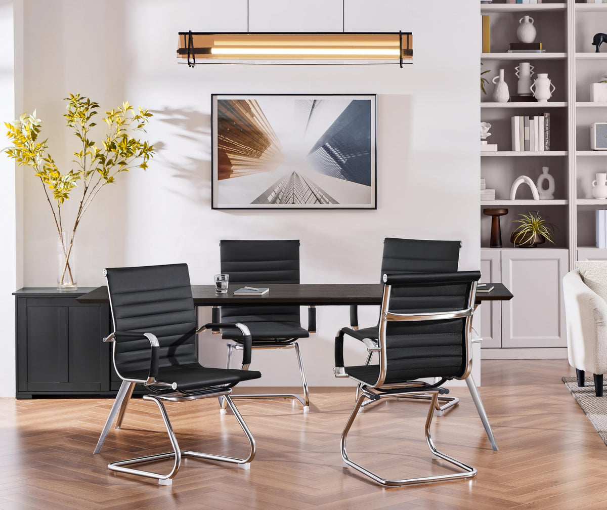 Yaheetech Faux Leather Dining Chair Ergonomic Office Chair, Black - image 2