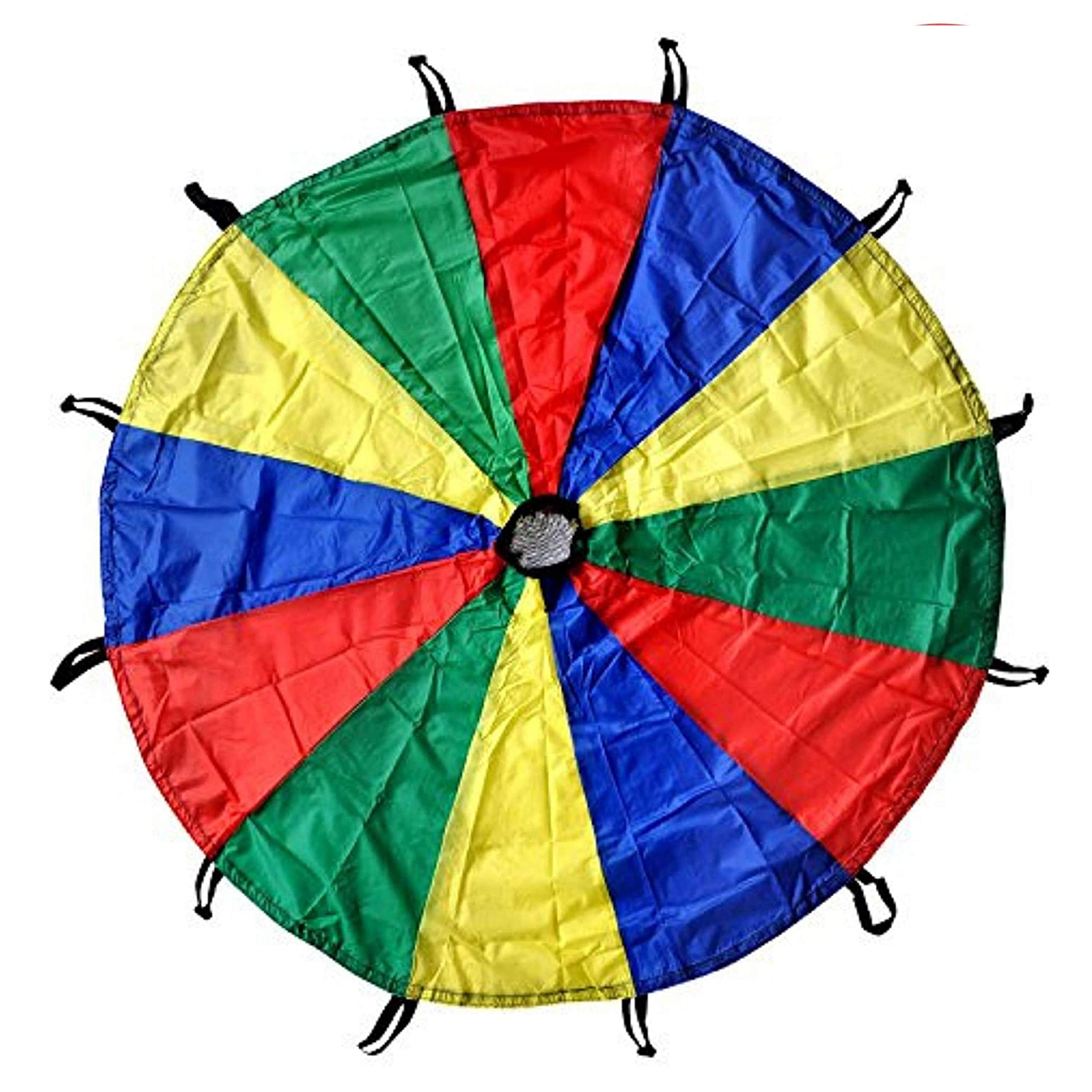 GSi Kids Play Parachute – 24 Feet Rainbow Polyester Toy with Handles