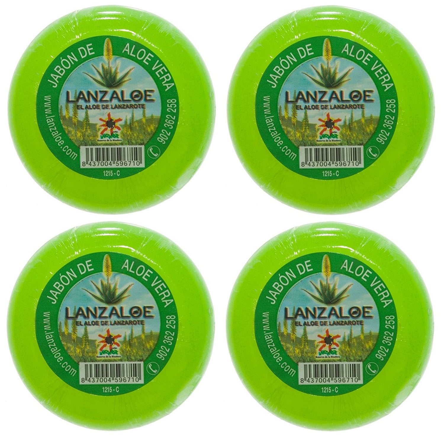 Lanzaloe Organic Aloe Vera & Glycerine Soap for Sensitive Skin - 4 Pack
