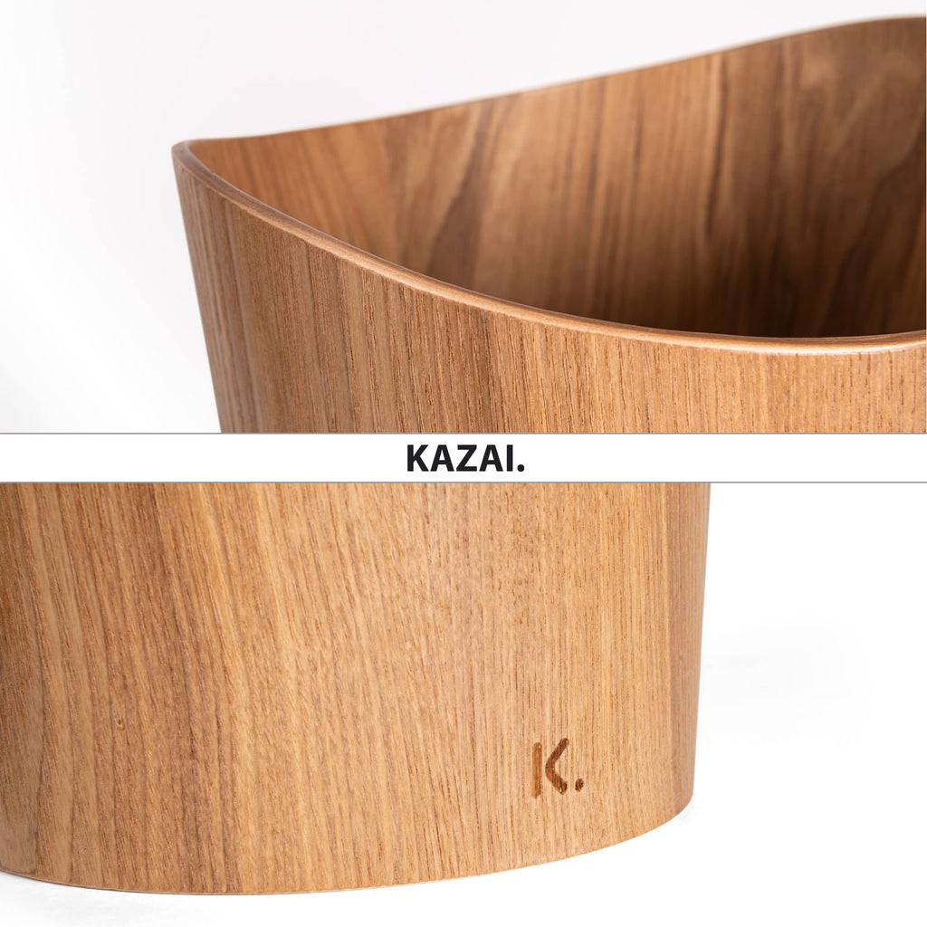 Kazai Real Wood Waste Paper Bin – 9L Sustainable Ash Wooden Basket