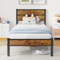 JUISSANO Single Bed 90x200cm – Metal Bed Frame with Wooden Headboard