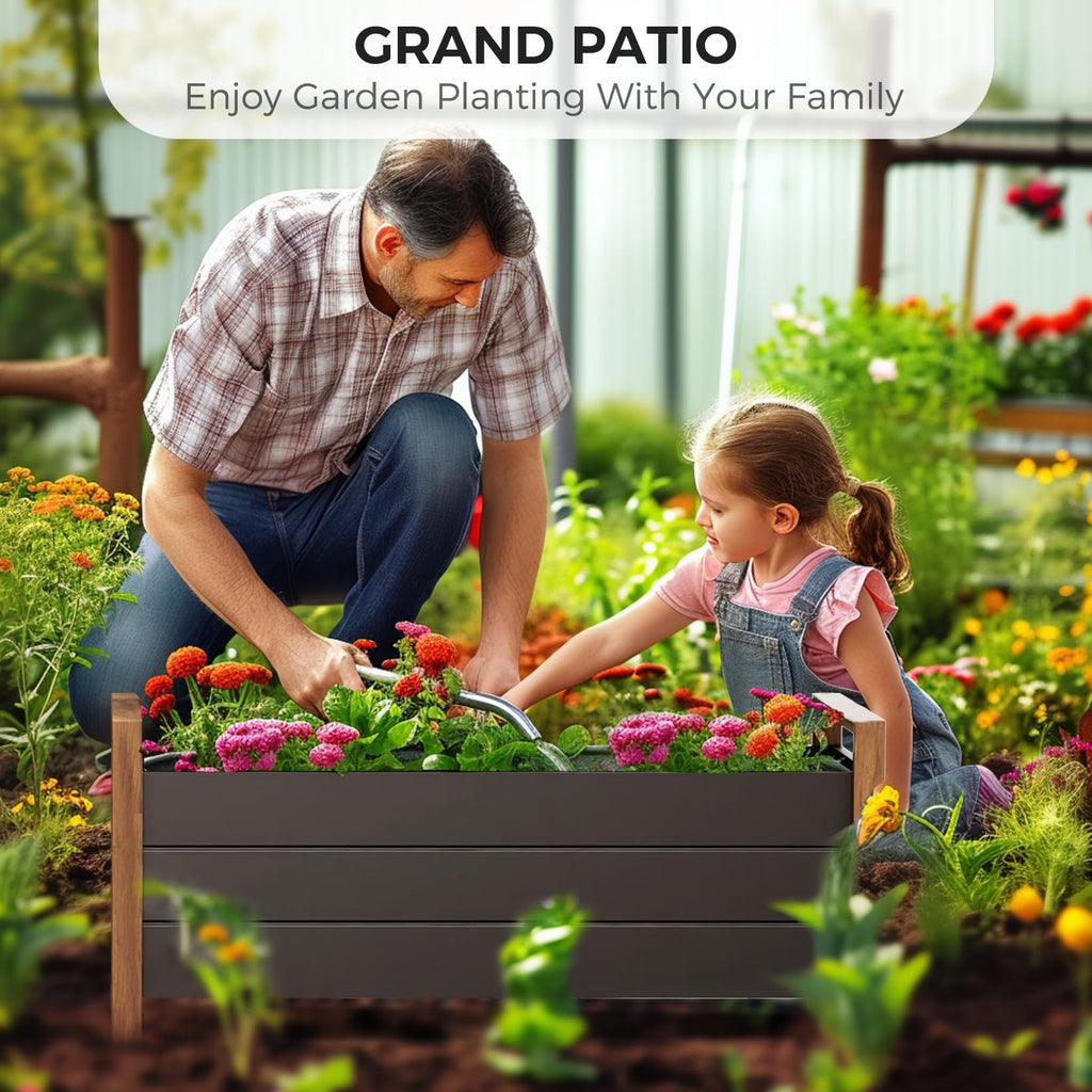 Grand Patio Metal Raised Garden Bed - Weather-Resistant Planter Box