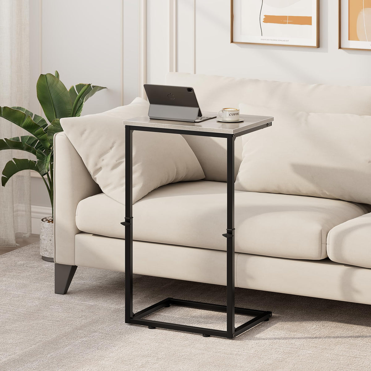 Vagusicc C-Shaped Side Table, Adjustable Height 45-85cm Sofa Side Tables, Small Side Table for Small Spaces - image 3