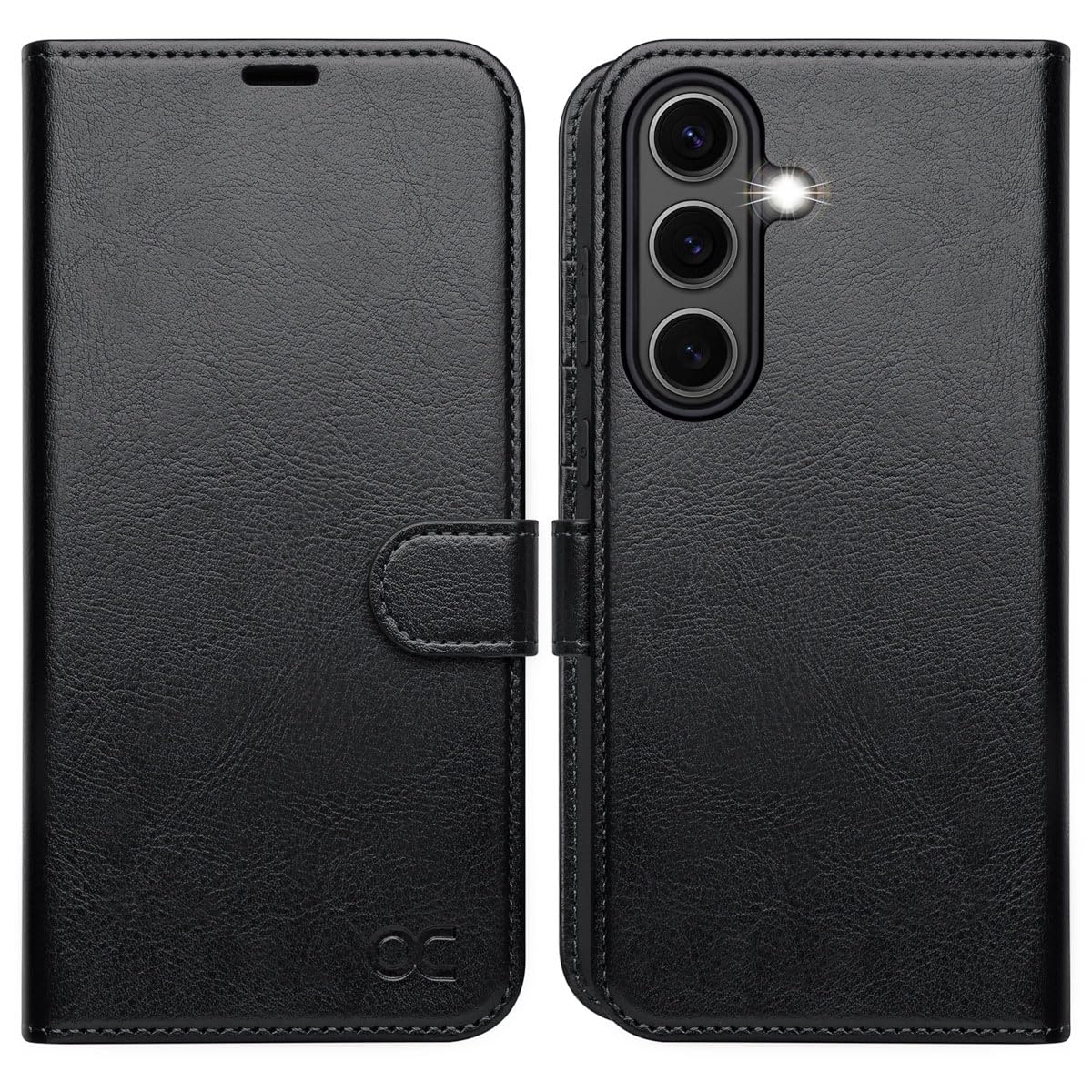 OCASE Samsung Galaxy S25 Wallet Case – PU Leather RFID Folio Cover, Black