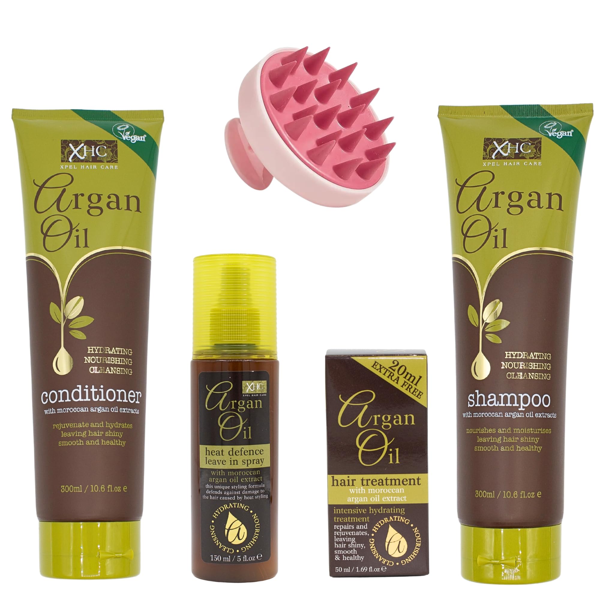 Argan Oil Hair Care Bundle with Scalp Massager – 5 Piece Set