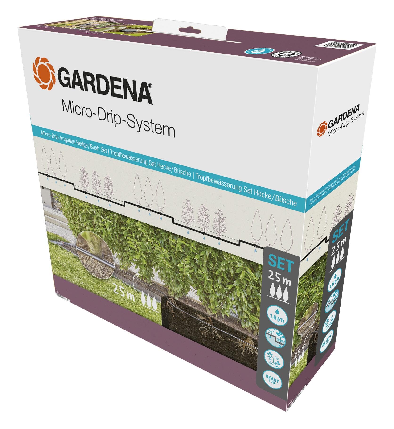Gardena Micro-Drip-System Drip Irrigation Set for Hedges & Bushes - 25m