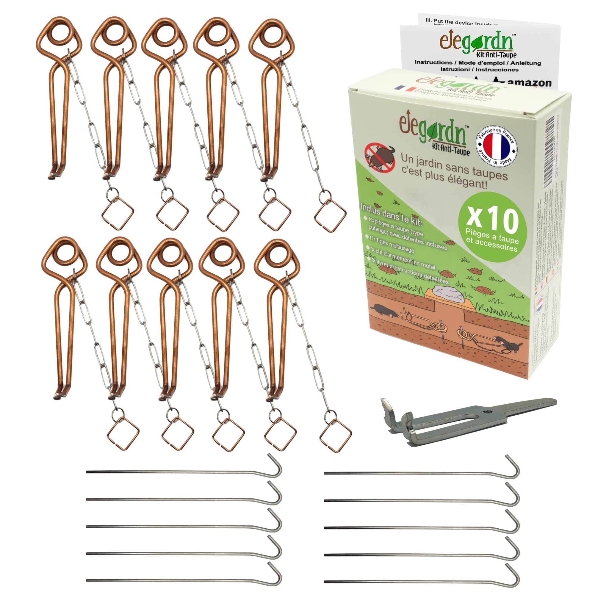 Elegardn 10-Piece Putange Mole Trap Kit - Professional Vole Control