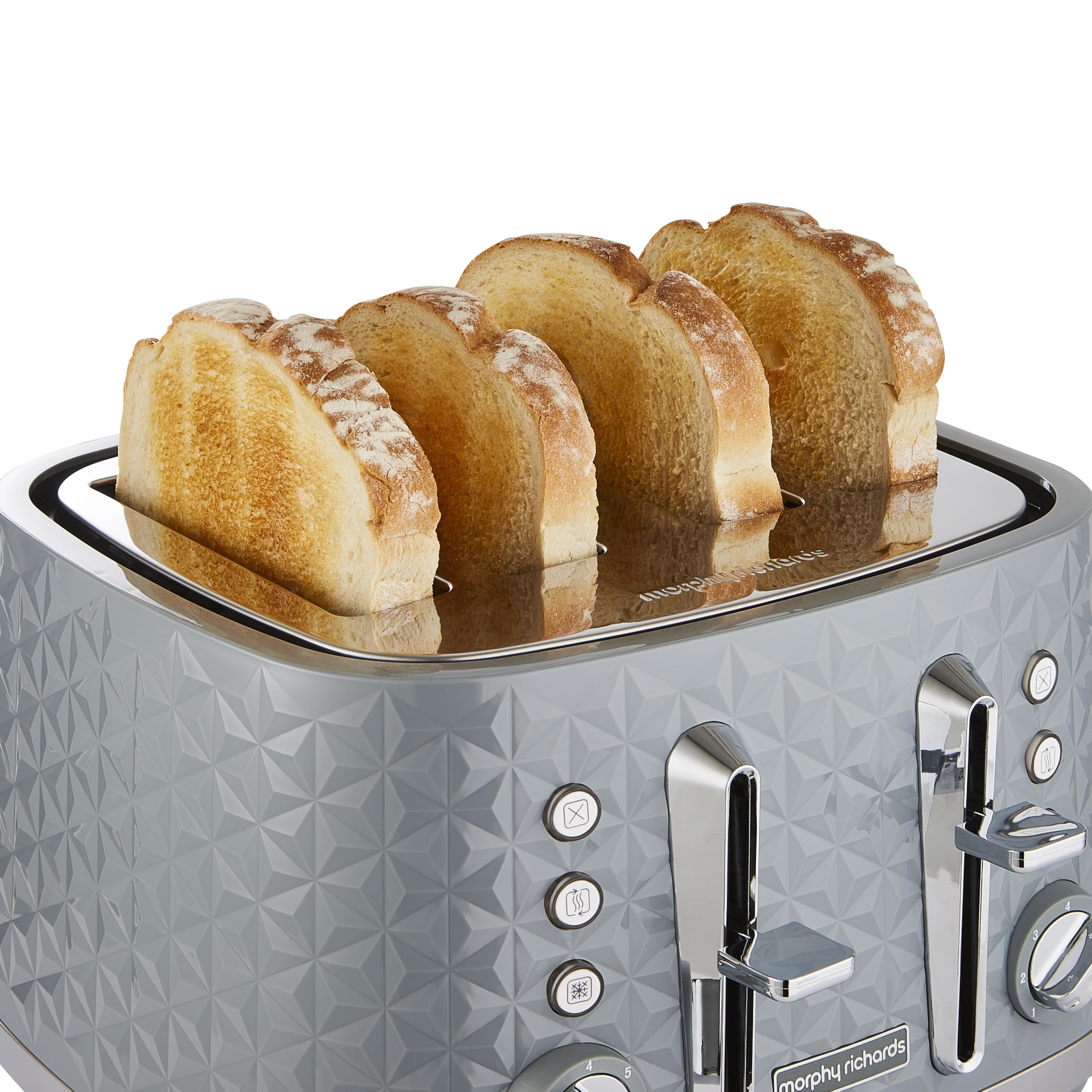Morphy Richards Vector 4-Slice Toaster | High Gloss Geometric Design – Grey