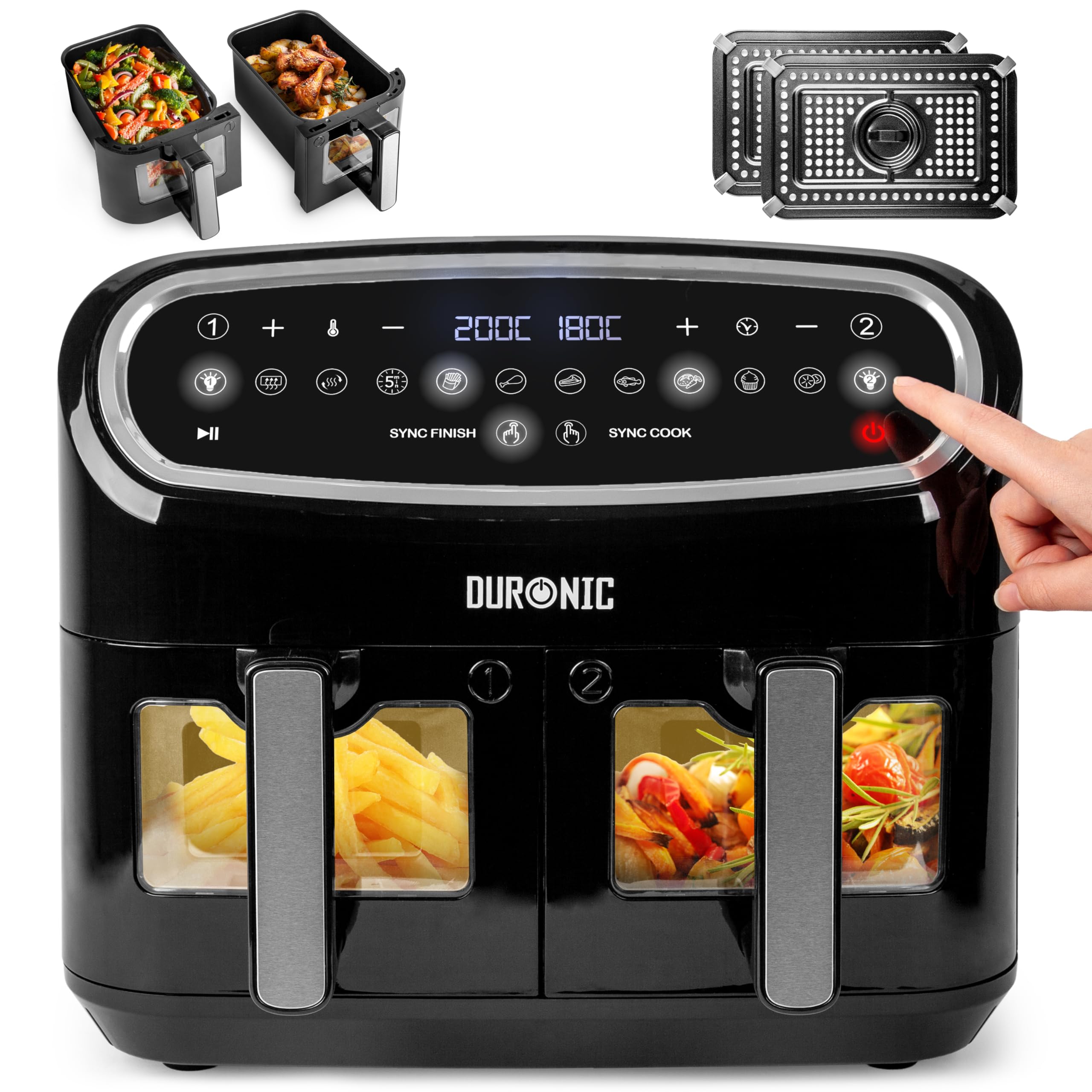 Duronic AF24 Dual Air Fryer – 10L Large Capacity with 10 Cooking Presets