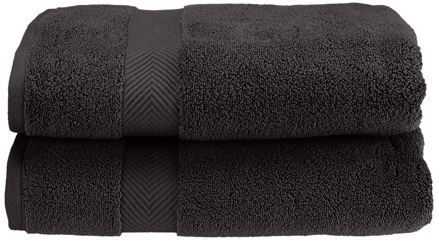 Jolof Store Zero Twist Cotton Bath Towel Set – Black (Set of 2)