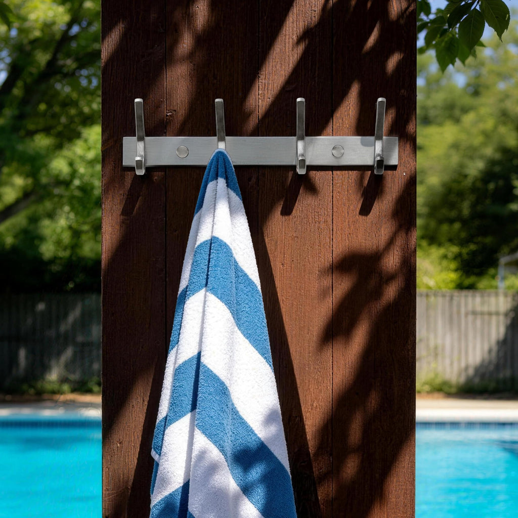 HONSKY Wall Coat Rack, 17.5cm Towel Rack, Painted Metal Wall Coat Hanger with 4 Double Hooks 8 Single Hooks,for Hanging Coat, Hat, Bag, Towel - image 3