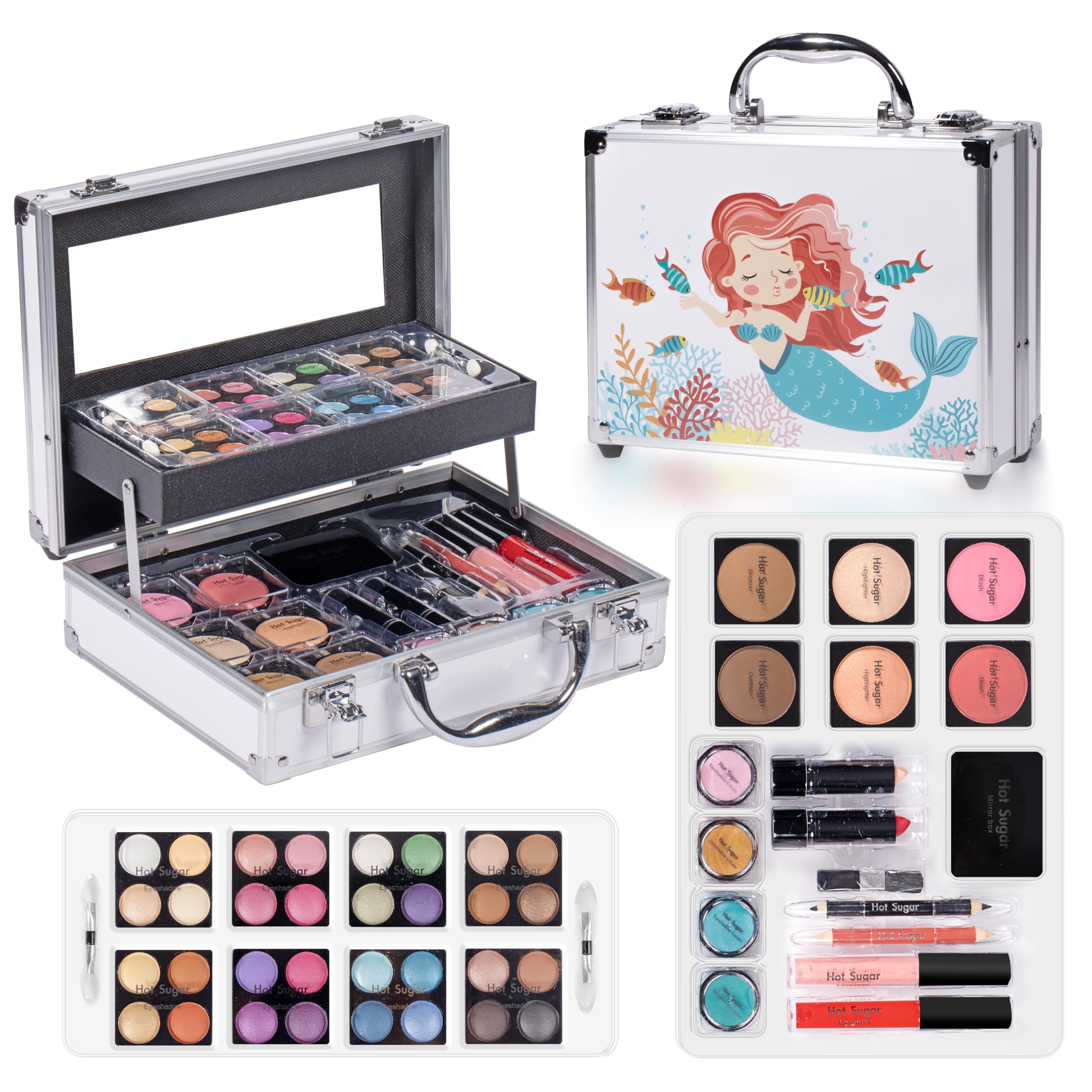 Hot Sugar 28-Piece Makeup Kit | Mermaid Case Beginner Cosmetic Set