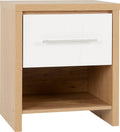 Seconique Seville 1 Drawer Bedside Cabinet - White Gloss & Oak