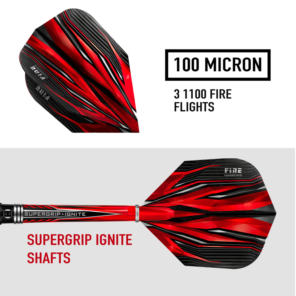Harrows Fire Inferno 90% Tungsten Steel Tip Darts Set | 22g-24g