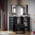 ELEGANT Corner Dressing Table with Padded Stool, Vanity Desk with 5 Drawers - image 1