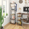 YMYNY 6-Tier Industrial Bookshelf – Rustic Storage Rack with Steel Frame