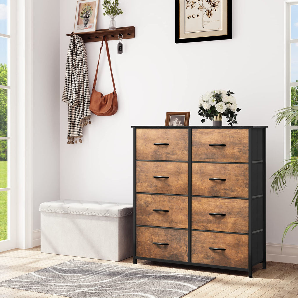 YITAHOME 8-Drawer Fabric Dresser | Rustic Brown Storage Chest
