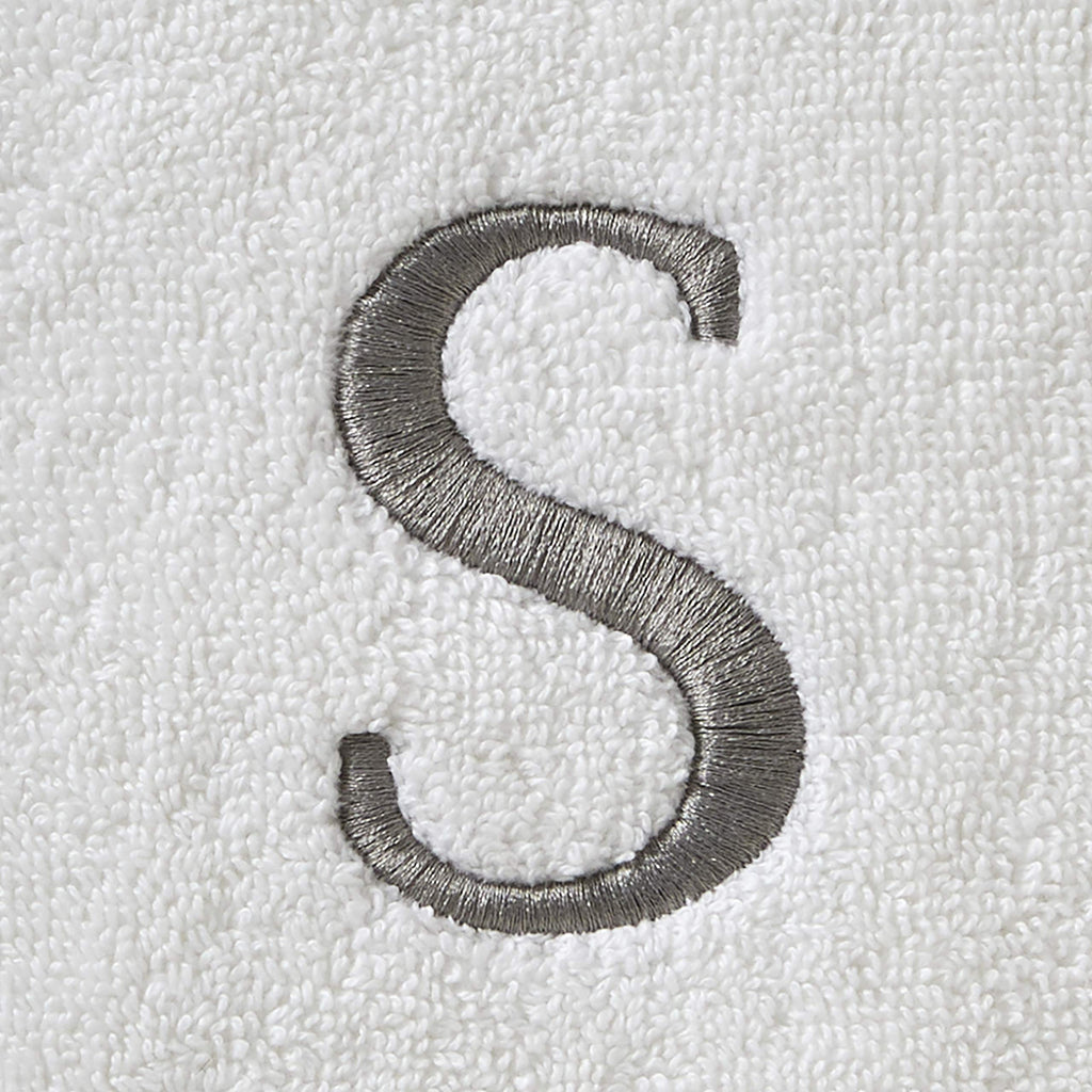 SKL Home Casual Monogram Hand Towel Set, S, 16x26, White 2 Count